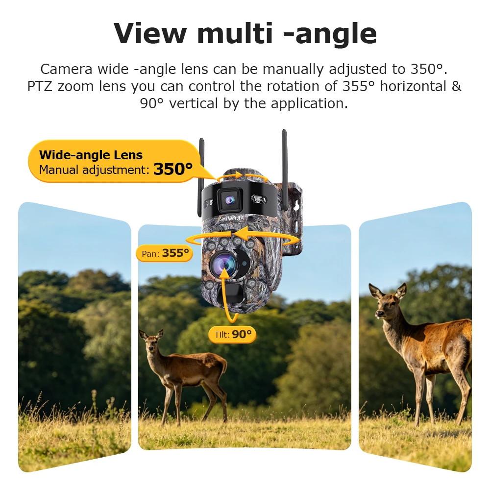SHIWOJIA 8K 15MP 4G Solar Camera 36X Zoom Len Recording Camouflage Tracking Outdoor WIFI Camera Metal Waterproof CCTV 20800mAh view 6