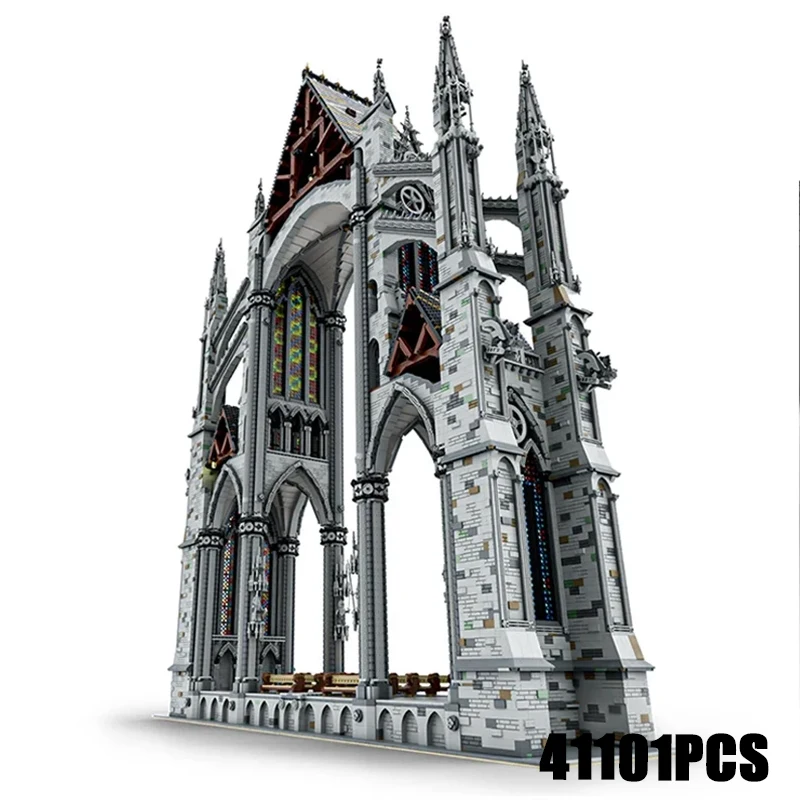 Medieval Street View Model Moc Building Bricks Gothic Cathedral Technology Modular Blocks Gifts Christmas Toys DIY Sets Assembly