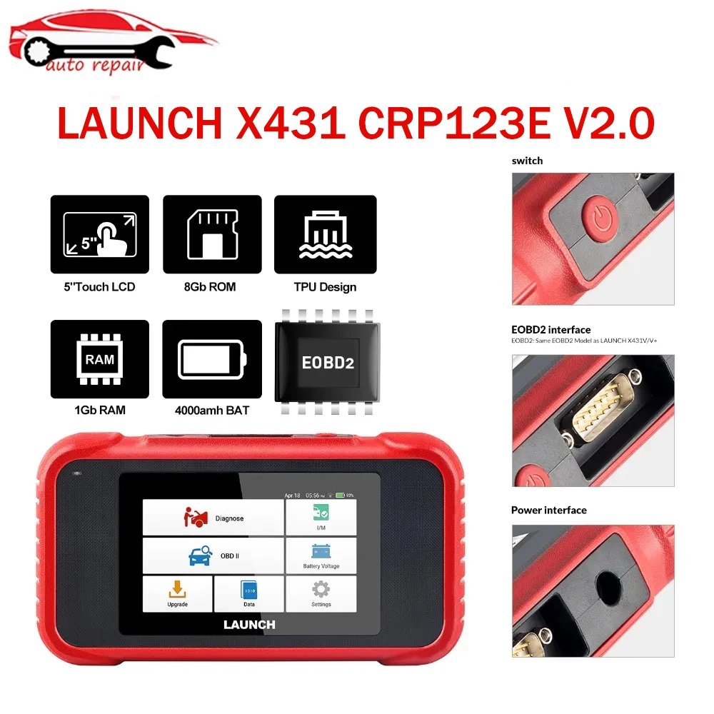 

2024 New Lauch X431 CRP123E V2.0 OBD2 Automotive scanner 4 System Car diagnosis Oil ETC SAS Reset CRP123x crp123i Code reader