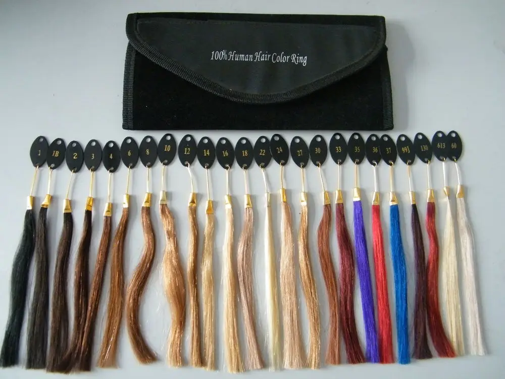 Extensiones de anillo de Color de cabello humano, 25 colores, carta de Color de cabello, accesorio de extensión de cabello