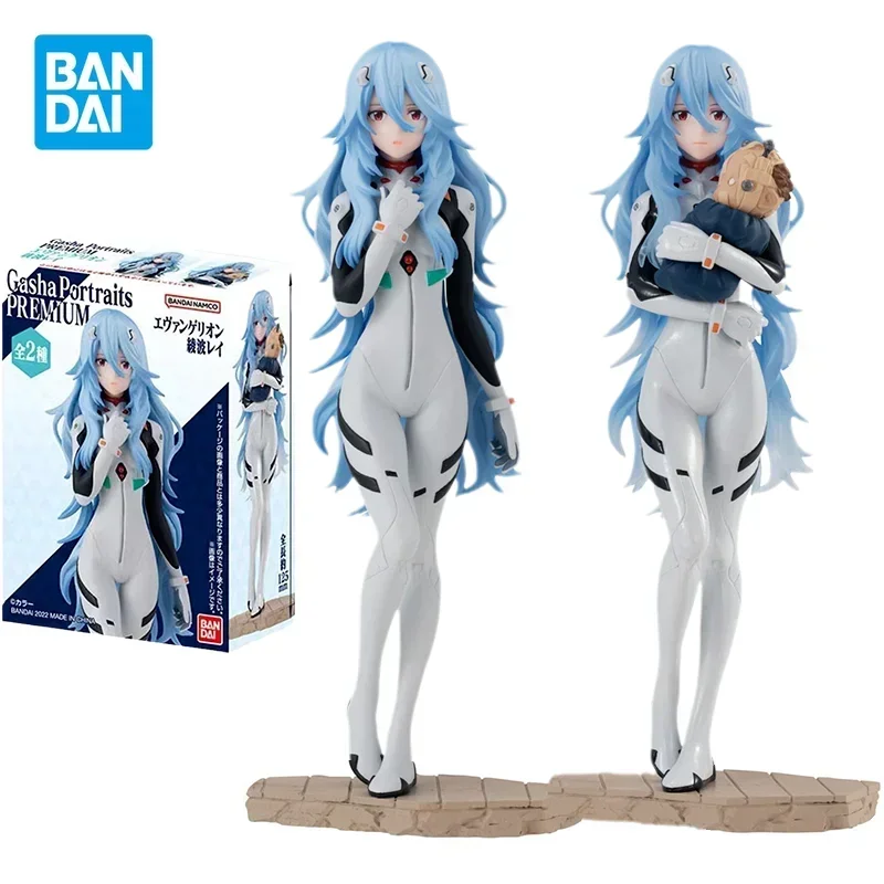 Bandai Original  EVANGELION Anime Figure Ayanami Rei Shokugan Long Hair Action Figure Toys for Kids Gifts Collectible Model