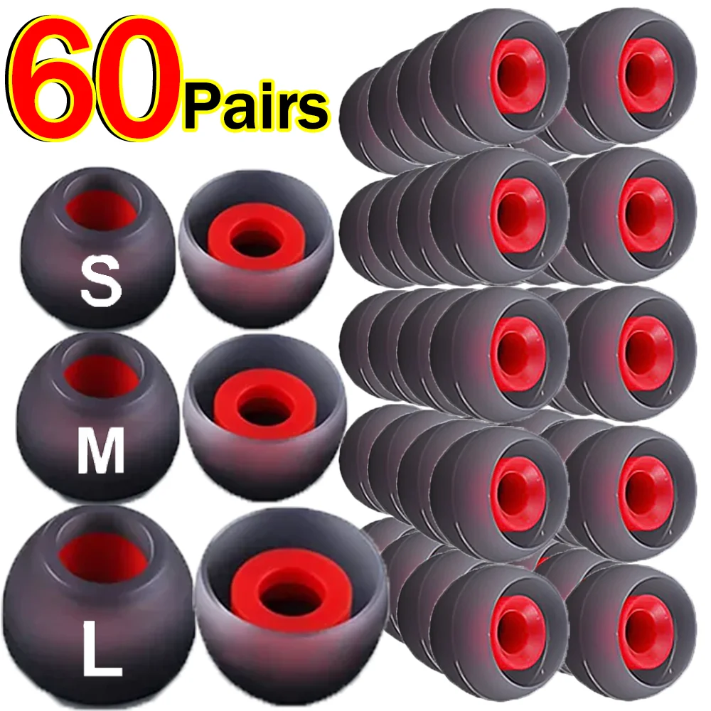 Silicone Ear Tip Replacement - 1/60 пар силиконовых чехлов для наушников-вкладышей,