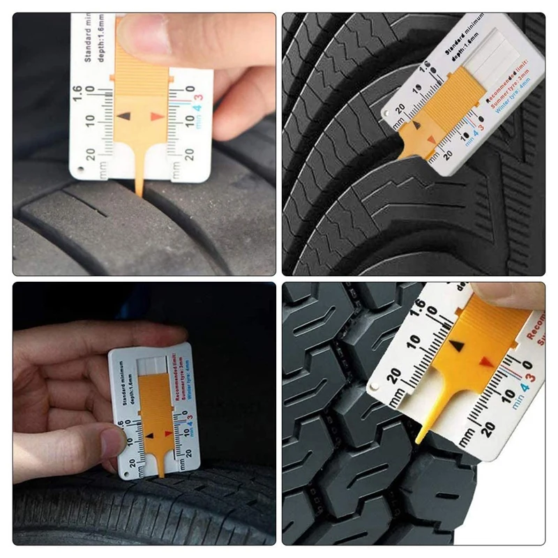 4Pcs Tyre Tread Depthometer 0-20mm Auto Car Tyre Tread Depth Gauge Caliper Tire Ruler Vernier Depth Indicator