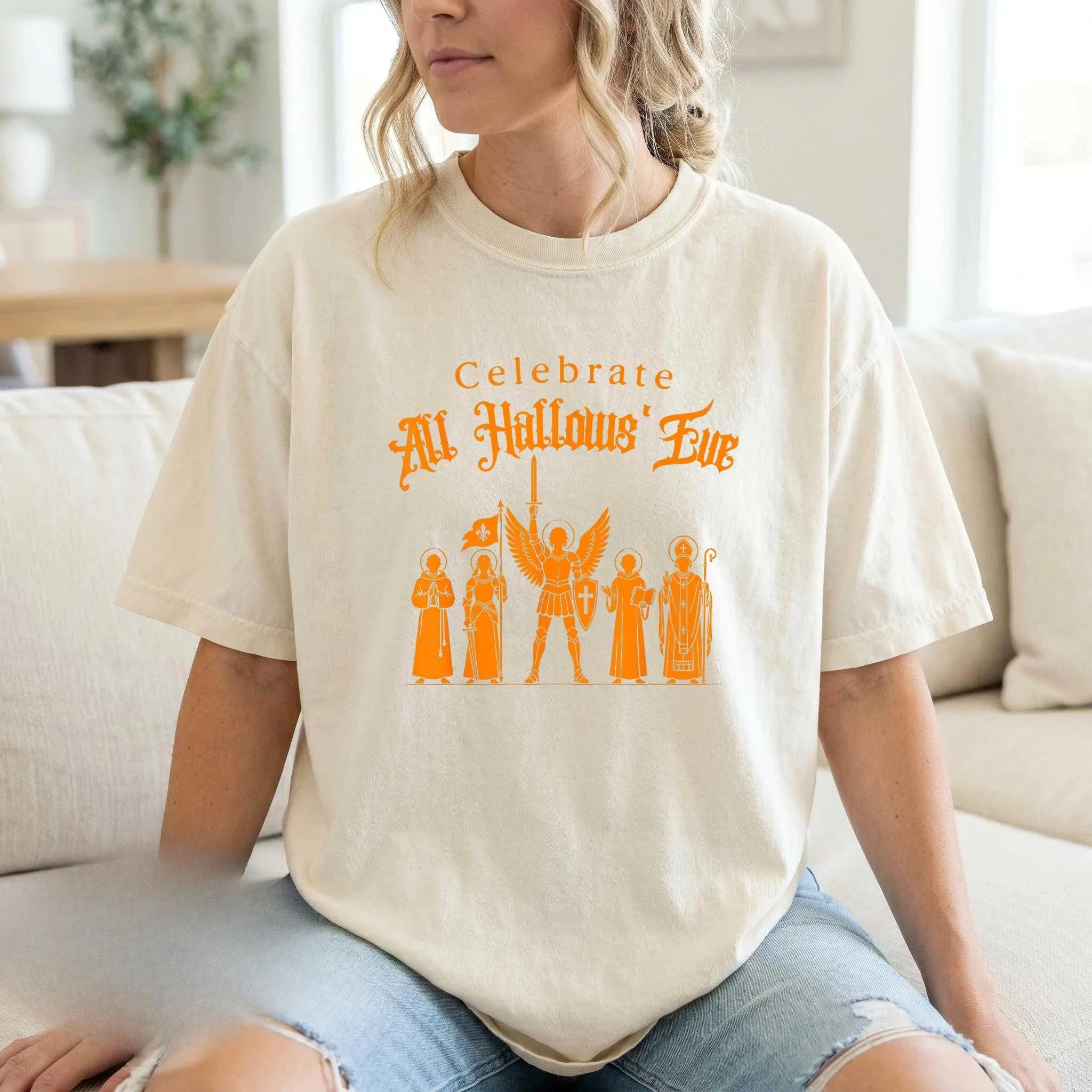 All Hallows Eve St Michael Archangel Christian Faith Graphic T‑Shirt, Short‑Sleeve Religious Holiday Casual Streetwear Tee