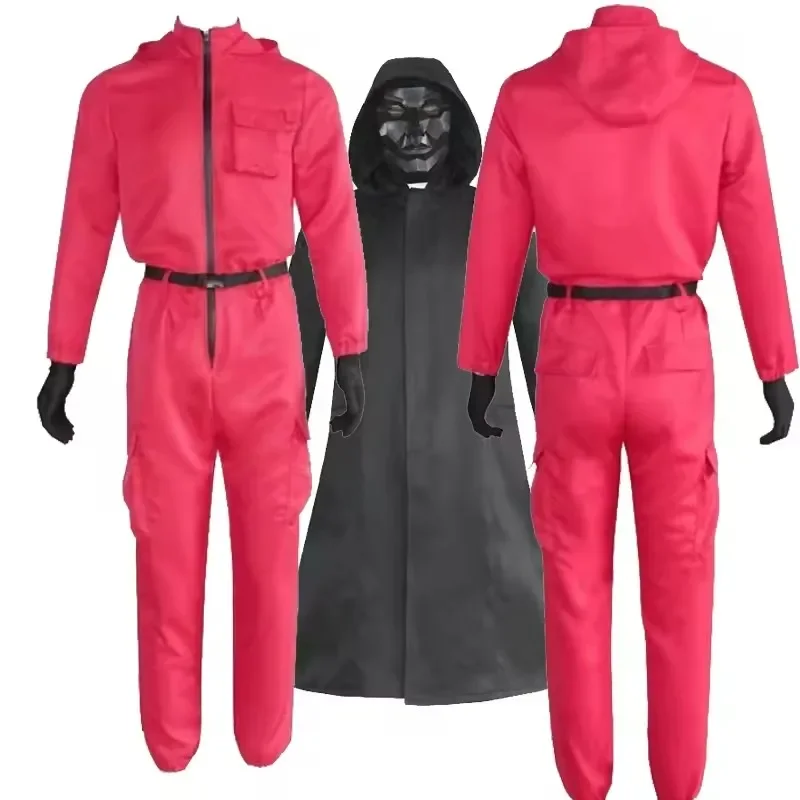 Anime Game Drama Calamari Cosplay Costume NPC Red Jumpsuit Black Boss Robe Triangle Coat To Women Men Halloween Carnival Party