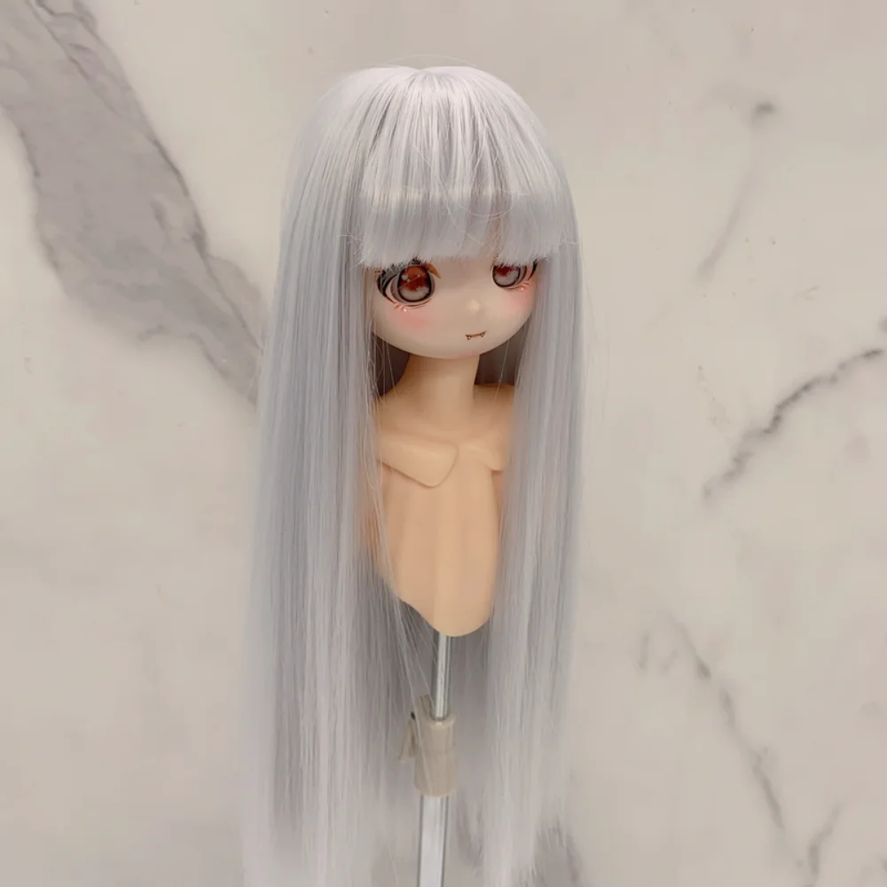 

1/3 и 1/4 и 1/6 Парик куклы Bjd Высокотемпературный шелк Длинные прямые волосы куклы BJD Одеваются с челкой Парик кукольных волос DIY Макияж