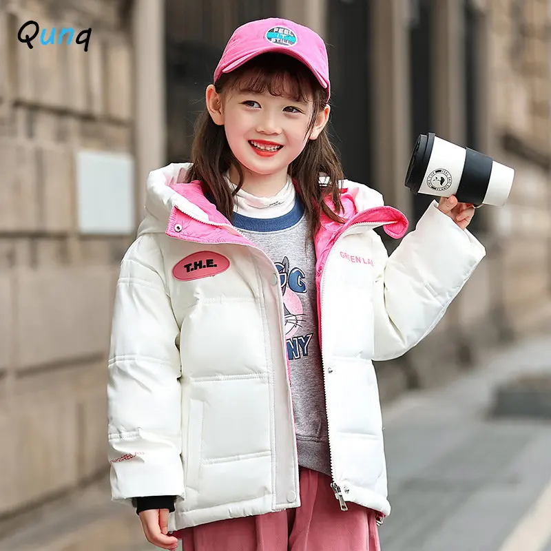 

Qunq Winter New Boys And Girls Solid Hooded Long Sleeve Zipper Thicken Down Jacket Parkas Casual Kids Clouthes Age 8 And Older