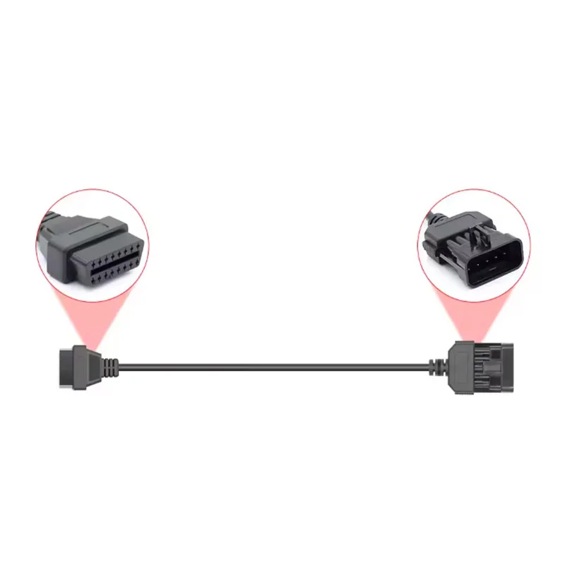 For Opel 10Pin to OBDII 16 Pin OBD OBDII Car Extension Cable For Vauxhall For Opel Diagnostic Scanner Tool Connector Adapter