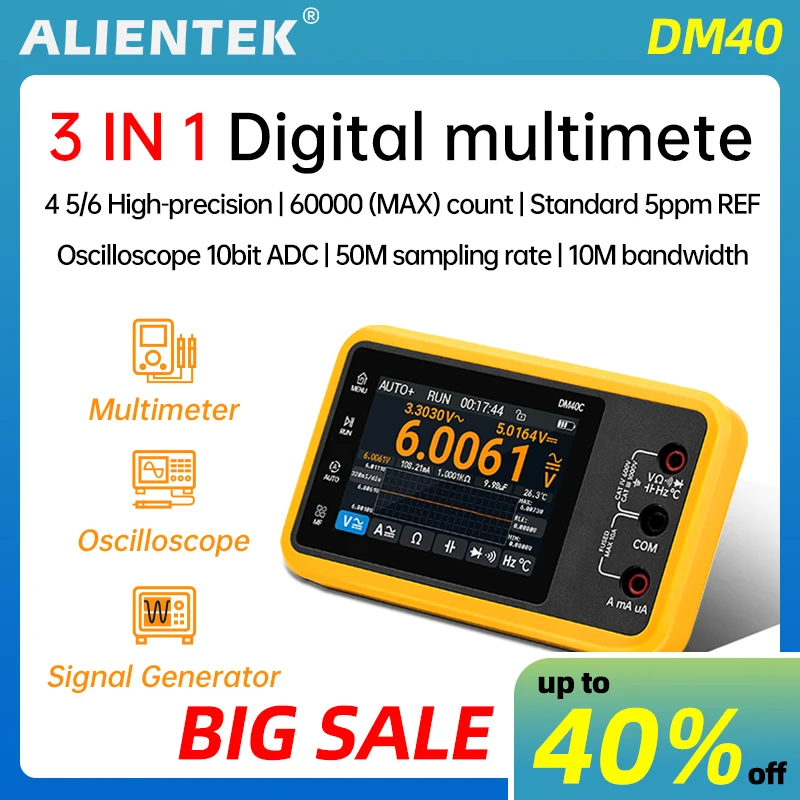 

Alientek Dm40 3 In 1 Multimeter Signal Generator 50m Sample Rate Acdc Voltage Diode Handheld Digital Automotive Tools