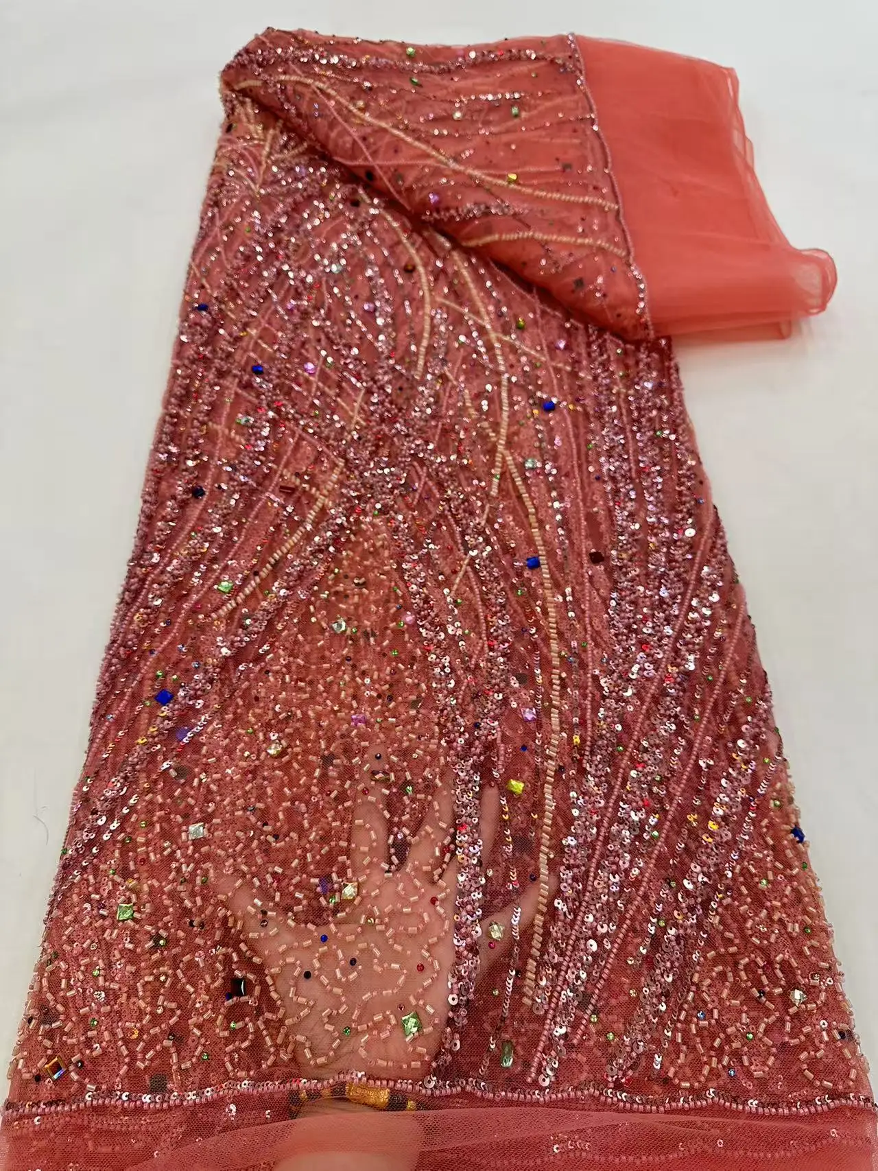 

Высококачественная африканская ткань с пайетками и вышивкой, нигерийское кружево с бисером, тюль для шитья, модель M174-1