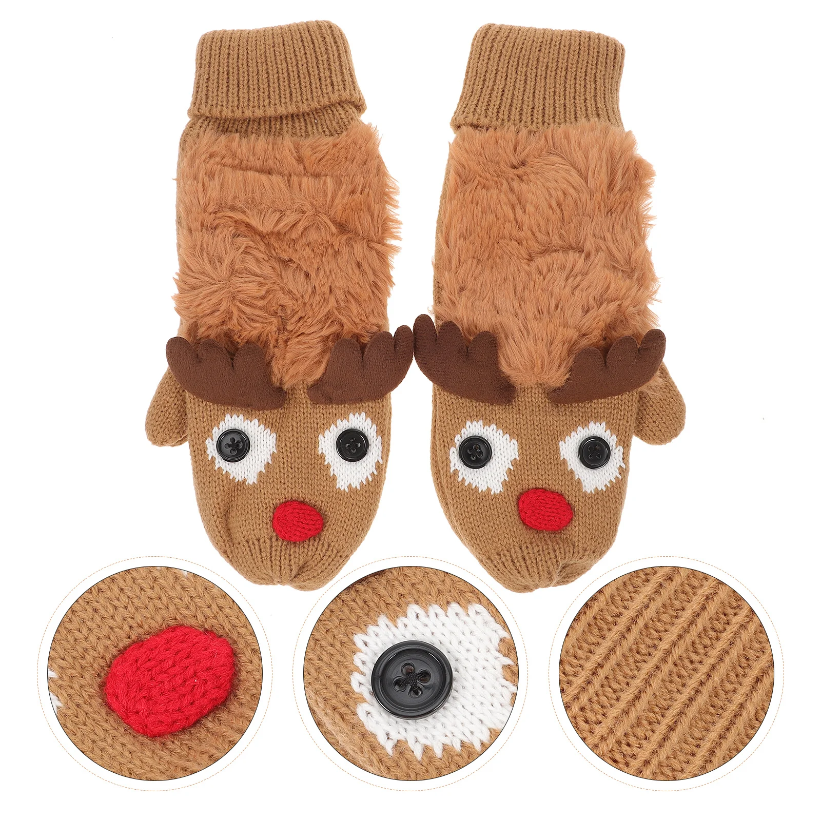 

1Pair Winter Gloves Knit Warm Full Finger Mittens Christmas Outdoor Hiking Ski Gloves Full Finger Mittens