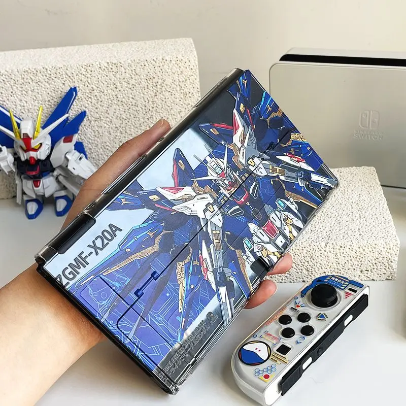 Gundam capa protetora para interruptor criatividade translucidez habitação protetora capa fina pele ns switch oled acessórios de jogo