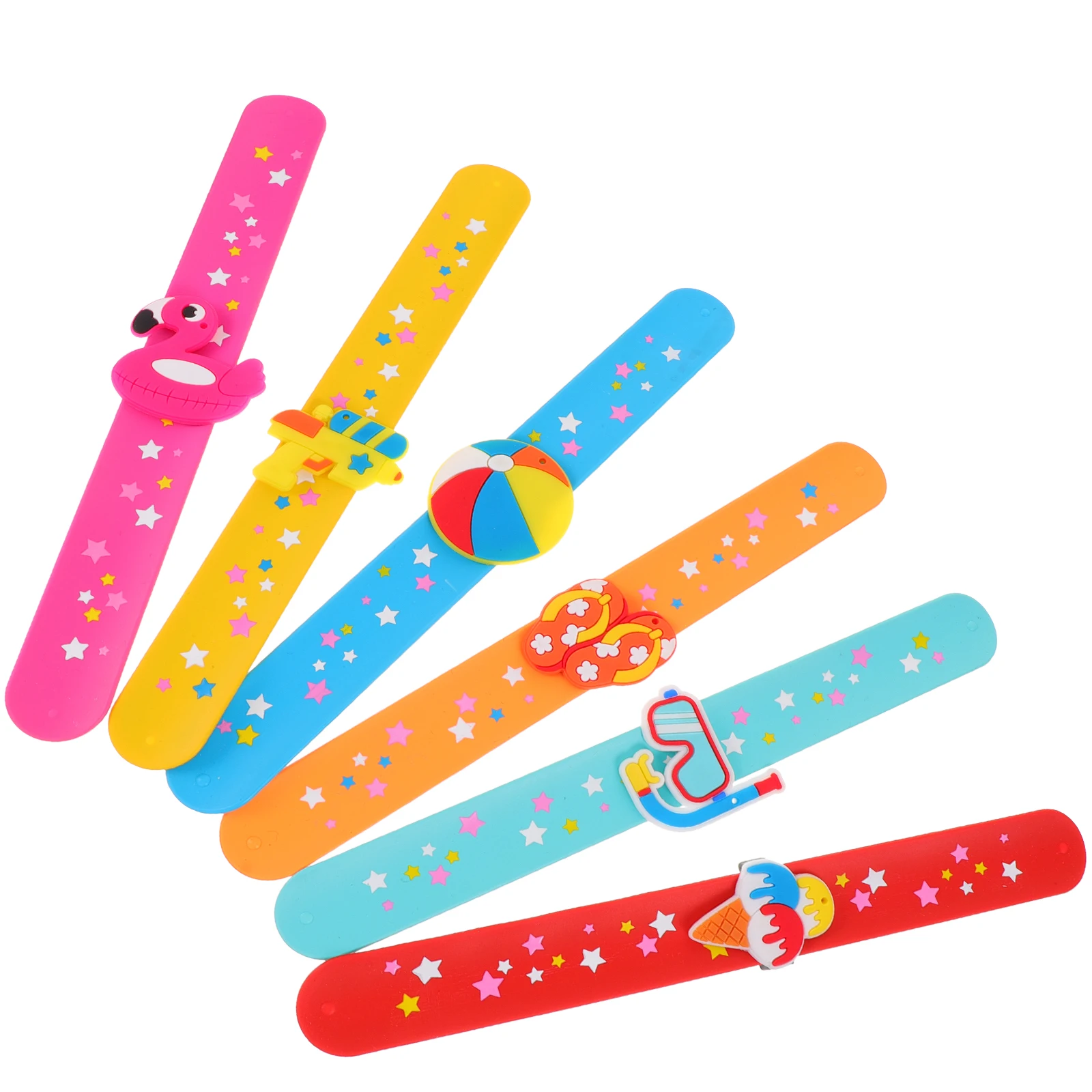 

6pcs Slap Bracelets Children Hand Ring Set Party Gifts Hawaiian Theme Wristbands for Kids Boys Lightweight