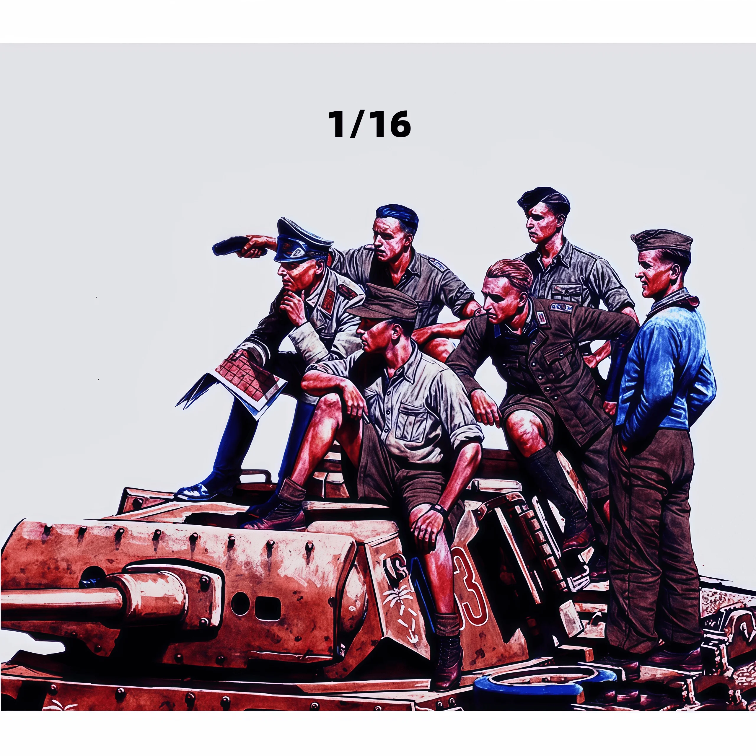 

Высокое качество 1:16 литая смоляная модель танка солдат и командир костюм на 6 человек неокрашенный