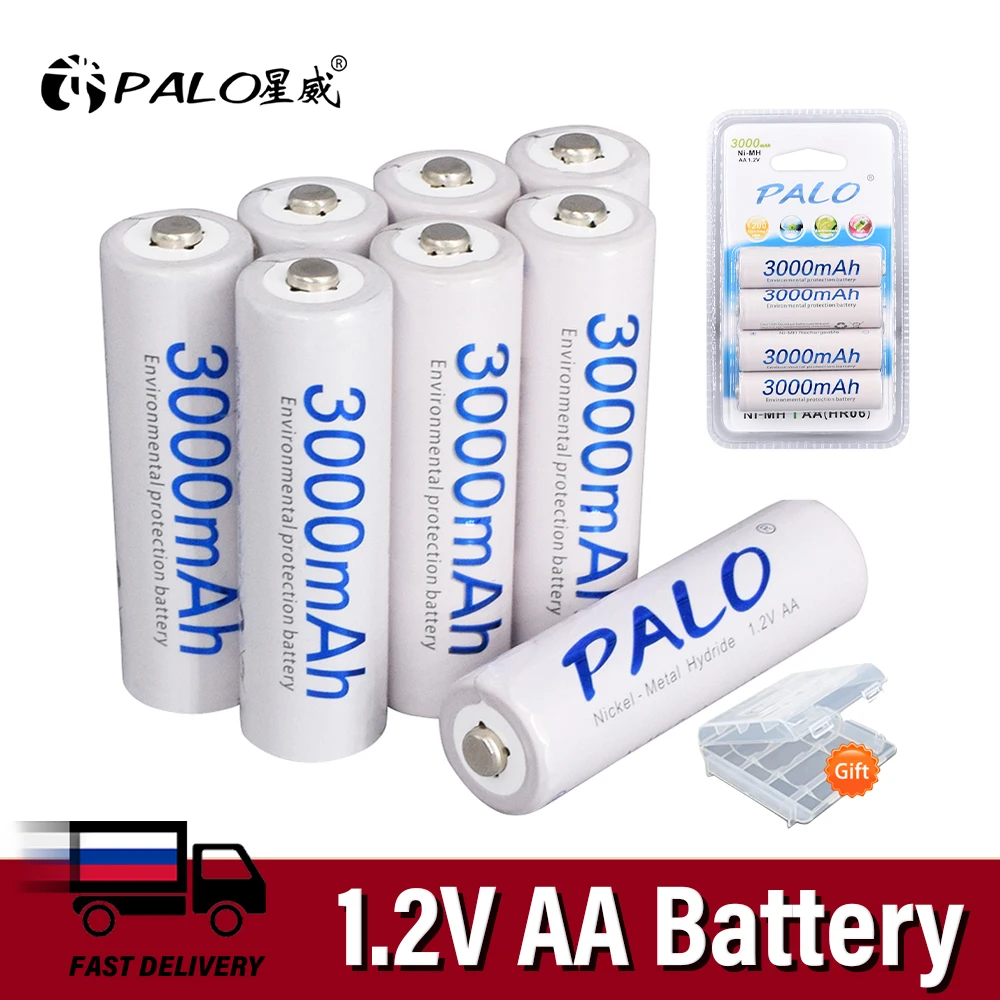 2-16pcs 3000mAh AA Rechargeable Battery 1.2V AA NiMH Ni-MH 2A Pre-charged Bateria Rechargeable Batteries