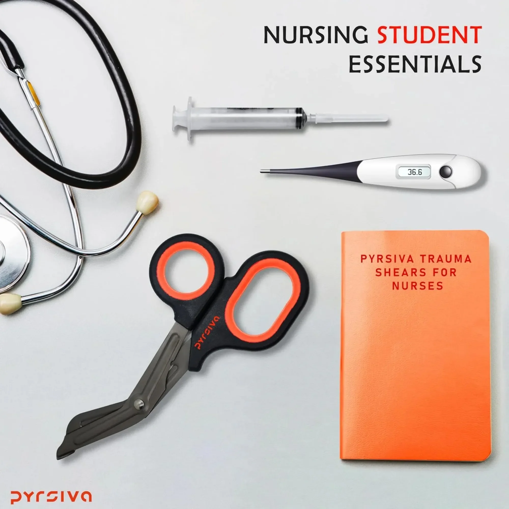 PYRSIVA Trauma Shears for Nurses - Premium Medical Scissors for Nurses, First Aid Scissors for EMT and EMS, Professional Bandage