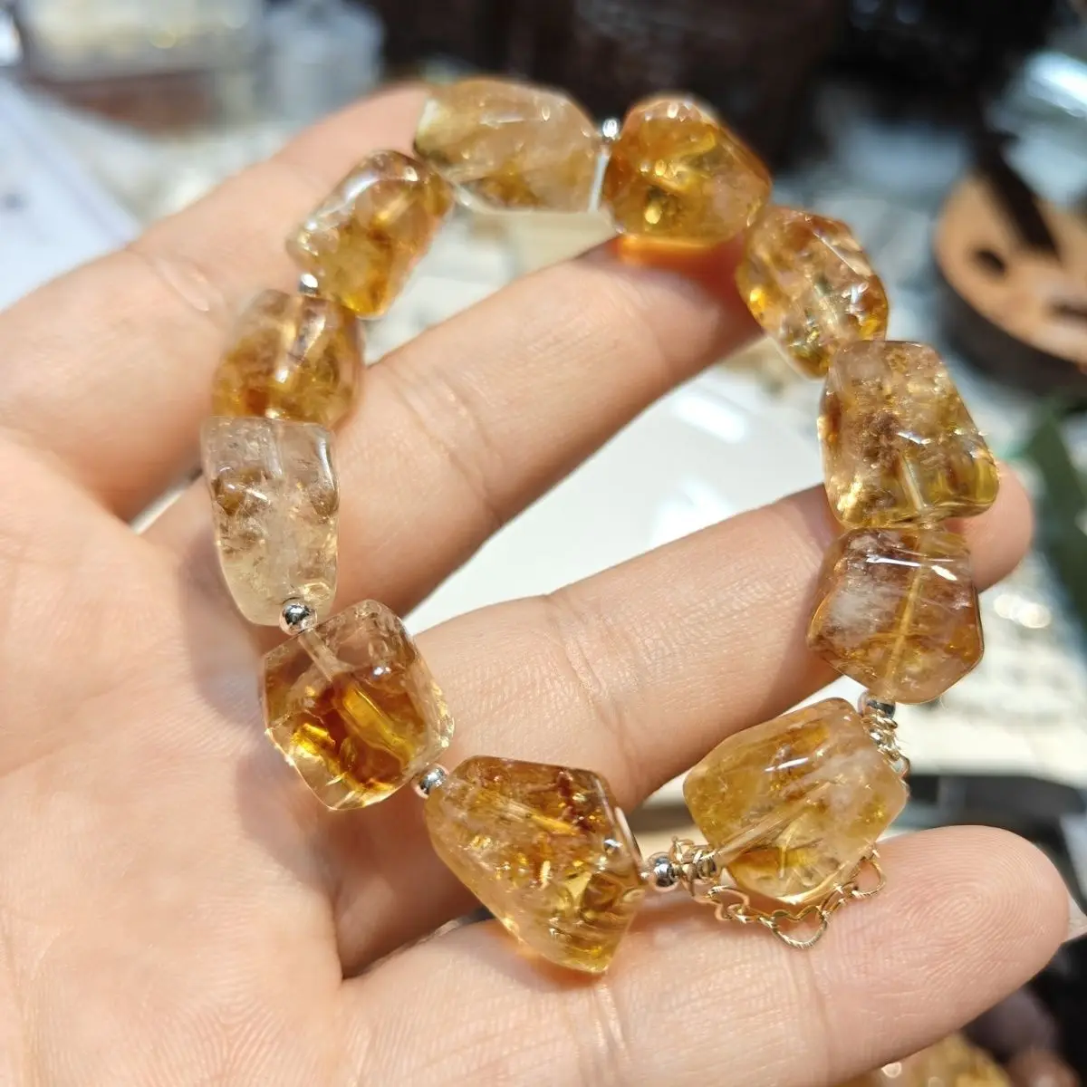 DIY Handmade Super Fairy Full Set Of Chinese Style Yellow Tower Crystal Lucky Light Bracelet Irregular Ins