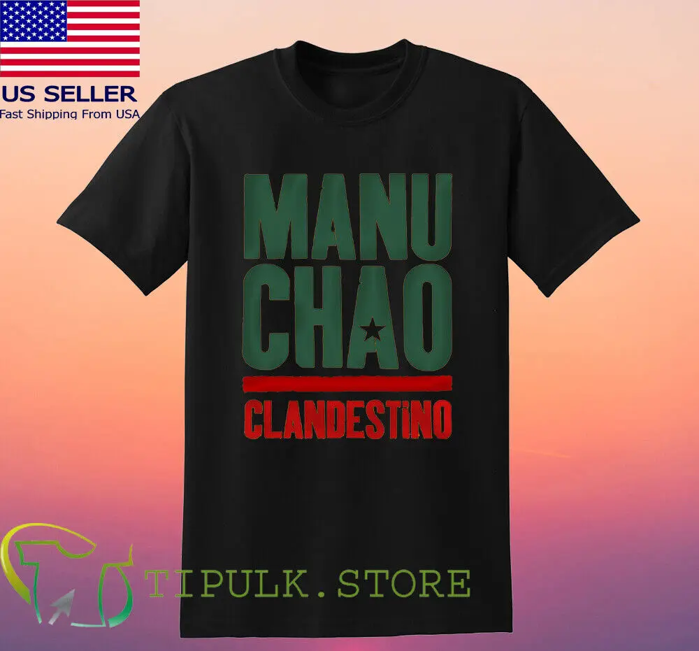 Manu Chao Clandestino Men's Black T-shirt Size S-5XL