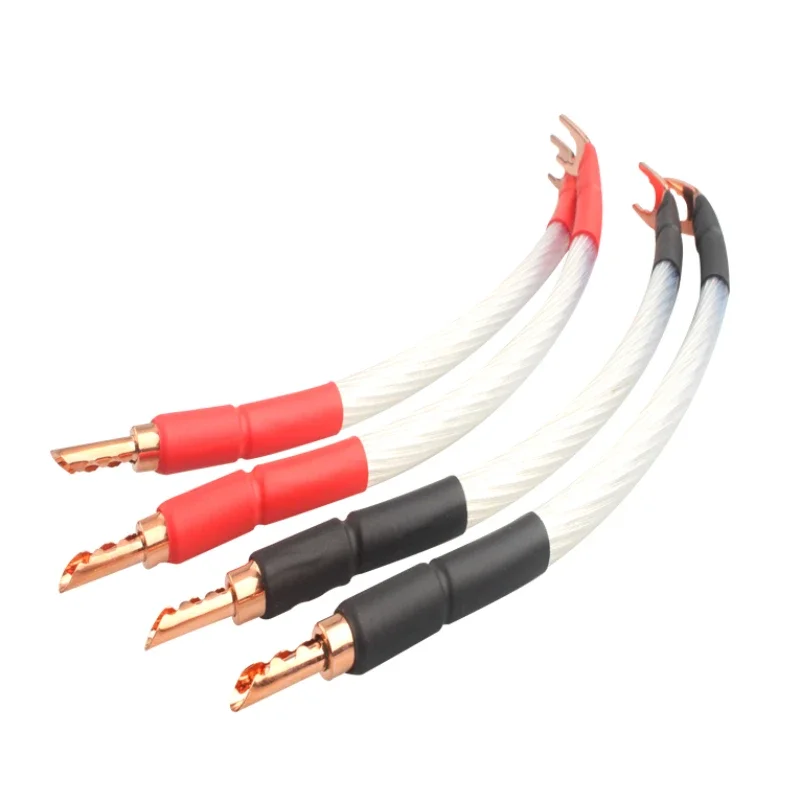 4-個-hifi-スピーカー-ジャンパー-ケーブル-5n-occ-銀メッキ銅オーバー-マシン-ライン-ブリッジ-ワイヤー-バナナ-スペード-プラグ