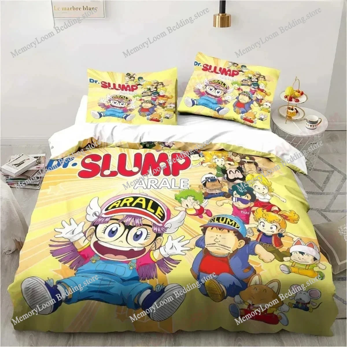 

3D Print Cartoon DR S-Slump Arale Bedding Set Sheet King Twin Double Child Bedding Set Mircofiber or Polyester Duvet Cover Set