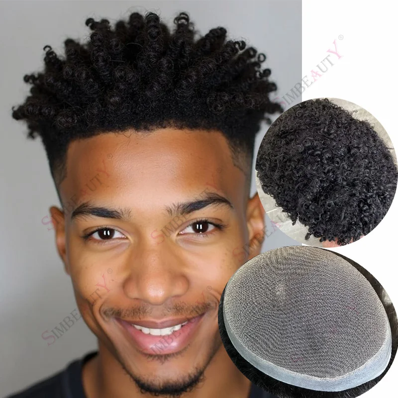 الأفرو رجل الشعر المستعار 10 مللي متر غريب مجعد دائم تنفس أستراليا الشعر المستعار الدانتيل و بولي Base قاعدة الباروكات للرجال نظام استبدال الشعر الأوروبي #1