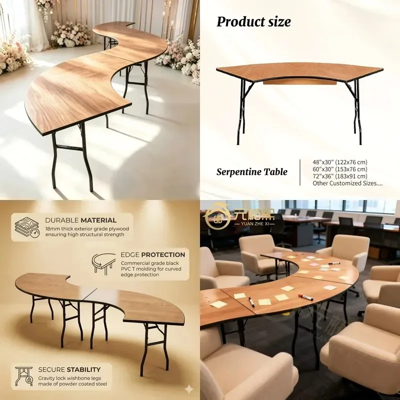 Wholesale European Serpentine Folding Wedding Tables Half Moon Banquet Tables for Parties and Events