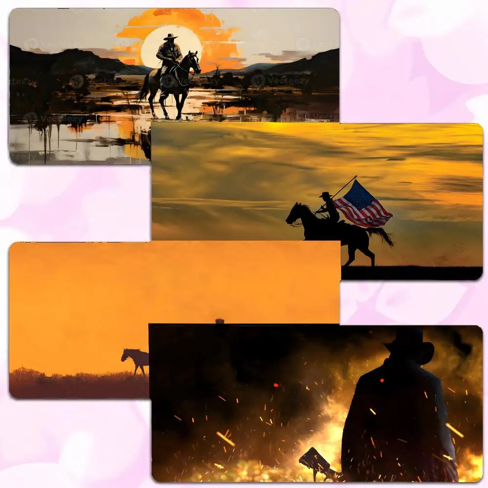 Western Theme Western Cowboy Mouse Pad Thick Lock Edge Gaming Desk Mat Large Size PC Mouse Pad Home decor