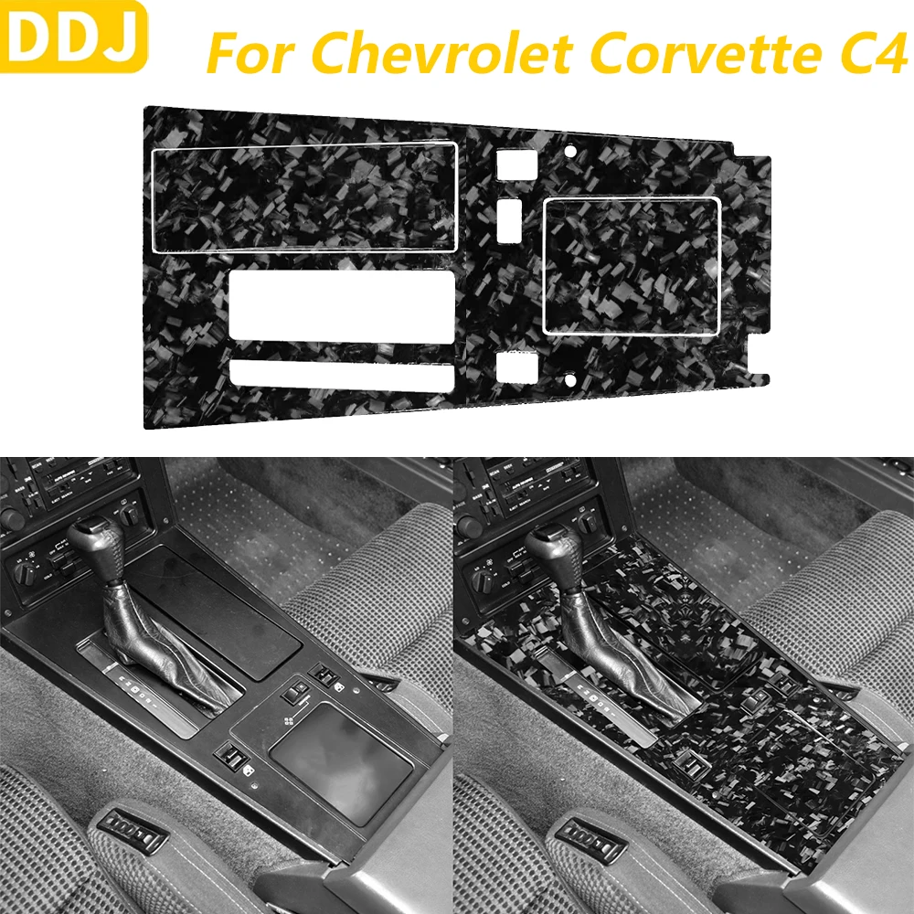 For Chevrolet Corvette C4 1983-1989 Forged Carbon Fiber Central Control Gear Shift Cup Holder Trim Set Car Accessories Sticker