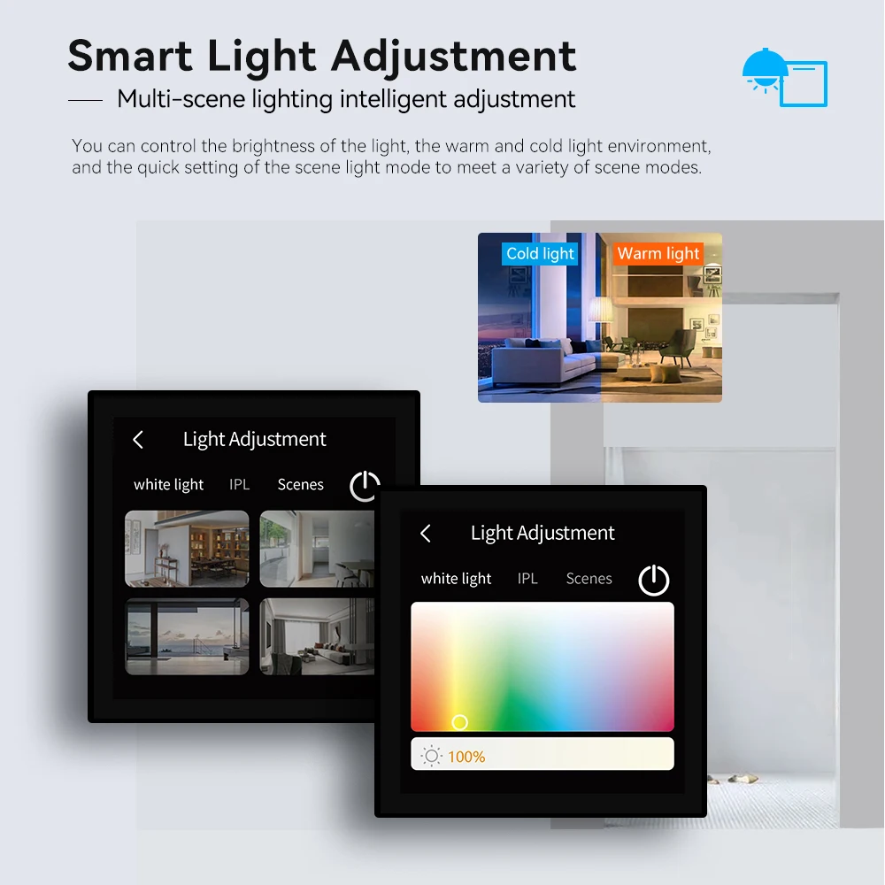 T8E Touch Screen Tuya Control Panel With Tuya Smart Scene And Zigbee Dimmer Function