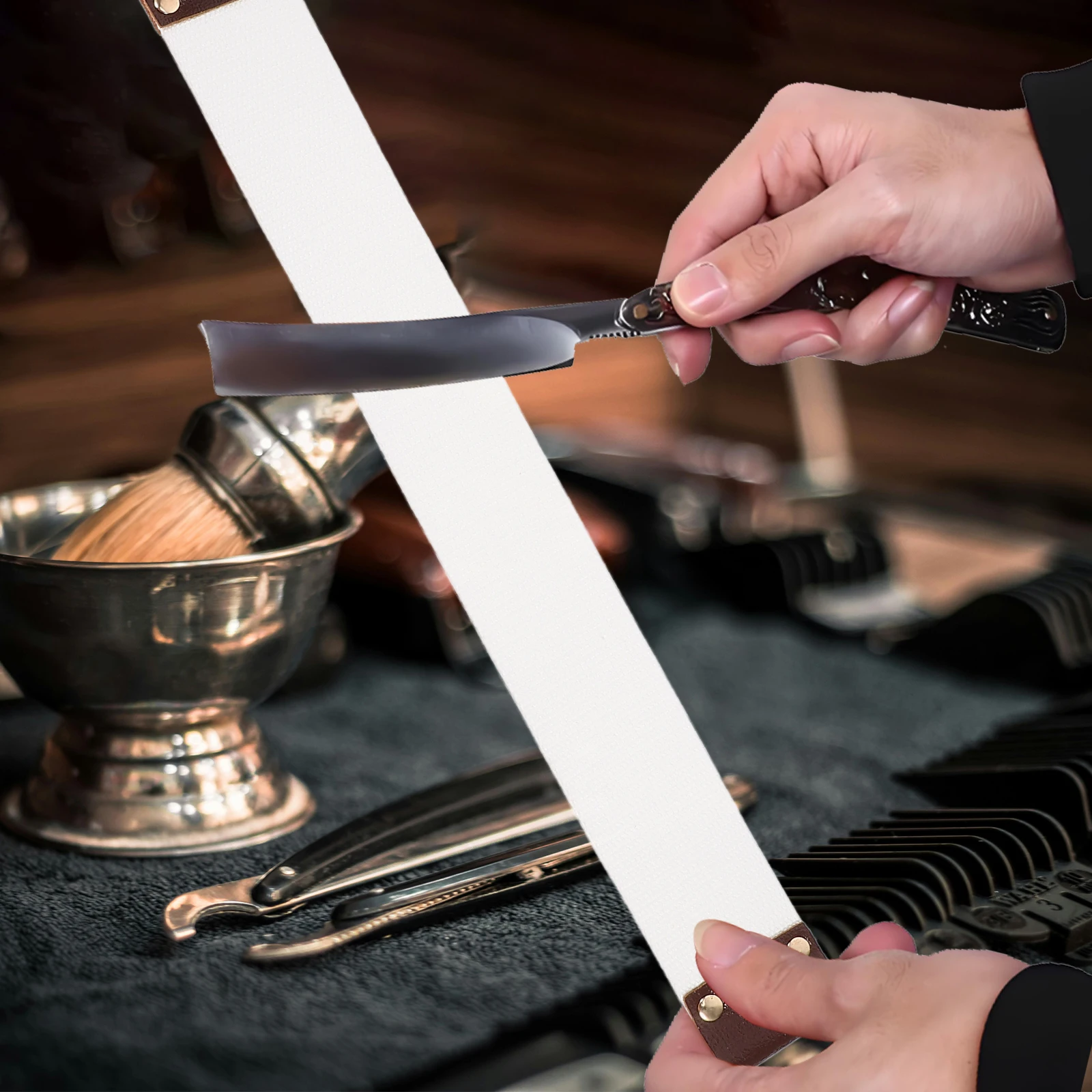 

Razor Strop Sharpening Strap for Knife and Razor Maintenance Professional Canvas Sharpening Belt for Barbers and Daily Use