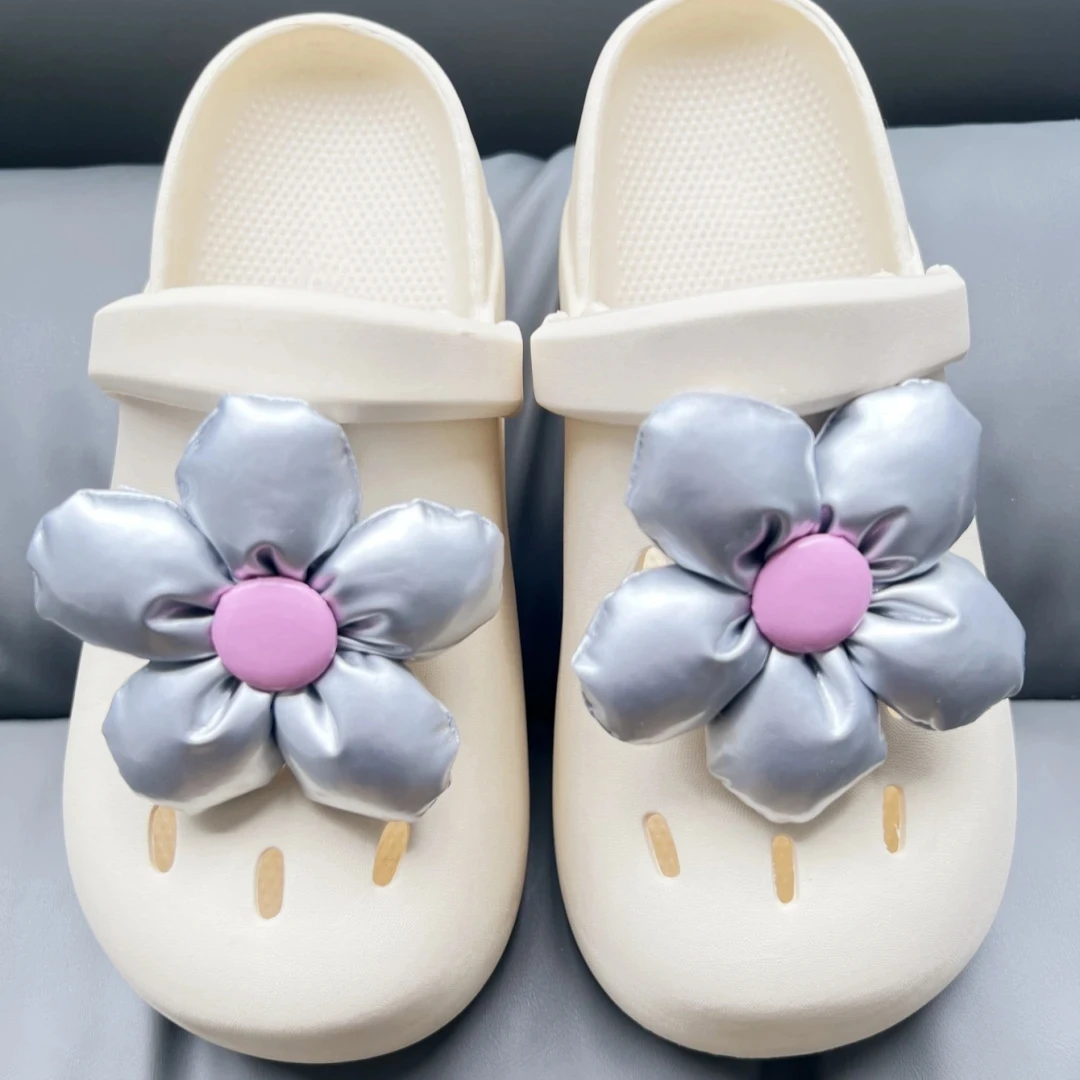 PU Leather Shoe Accessories, Charming DIY Set of Sandals, Decorative Buckles with a Diameter of 10cm, Large Flower, New 2024