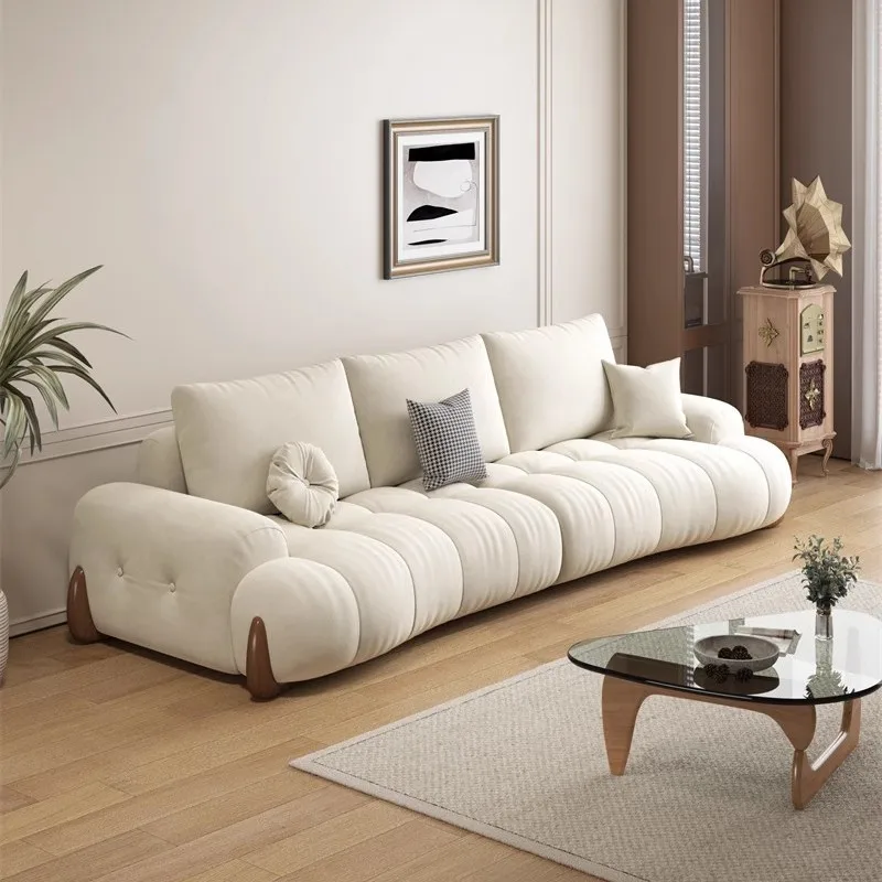 

Japanese-style small apartment living room technology cloth single double three-person sofa combination designer cat scratching