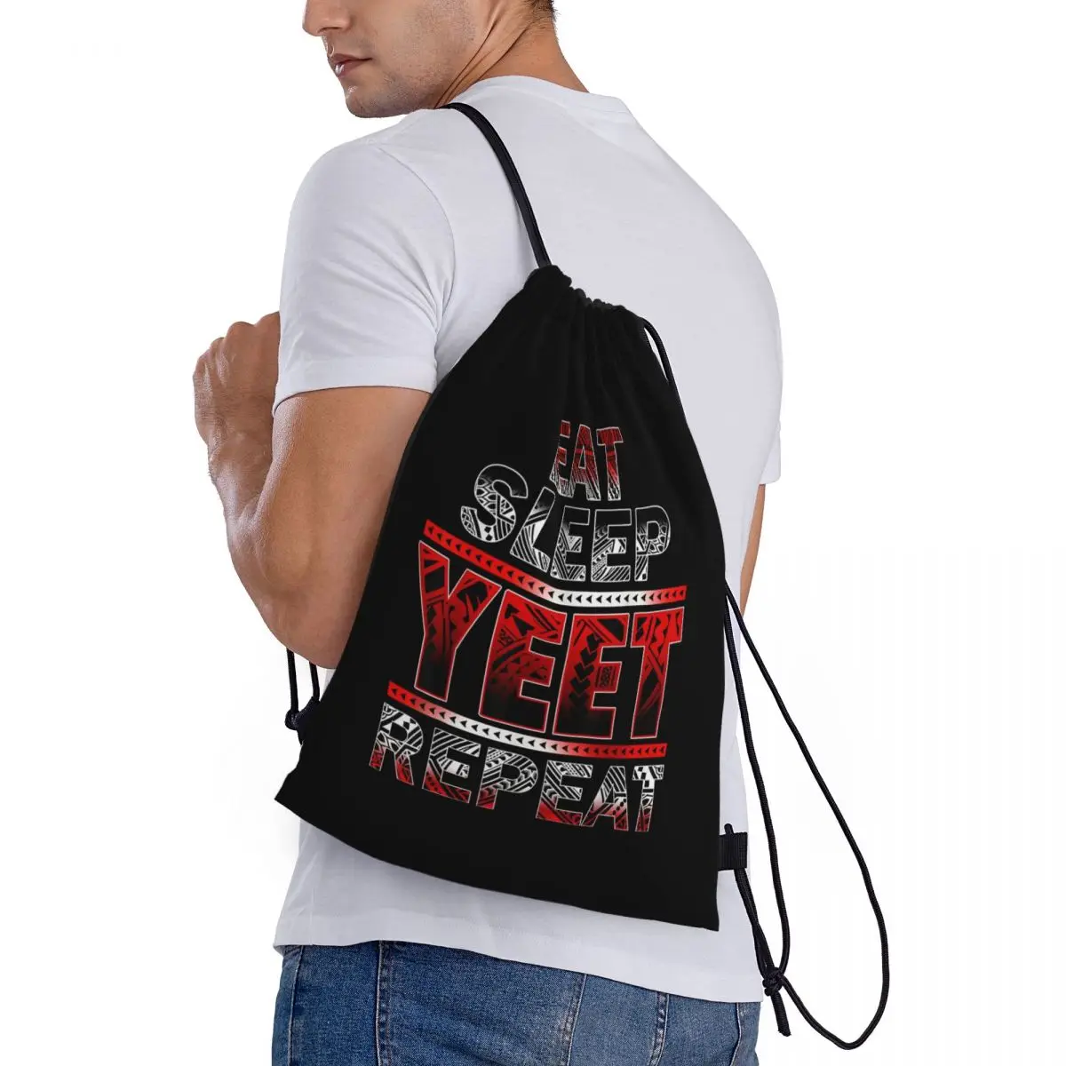 Custom Jey Uso Yeet Drawstring Bags Women Men Lightweight Vintage Graphic Printed Sports Gym Storage Backpack