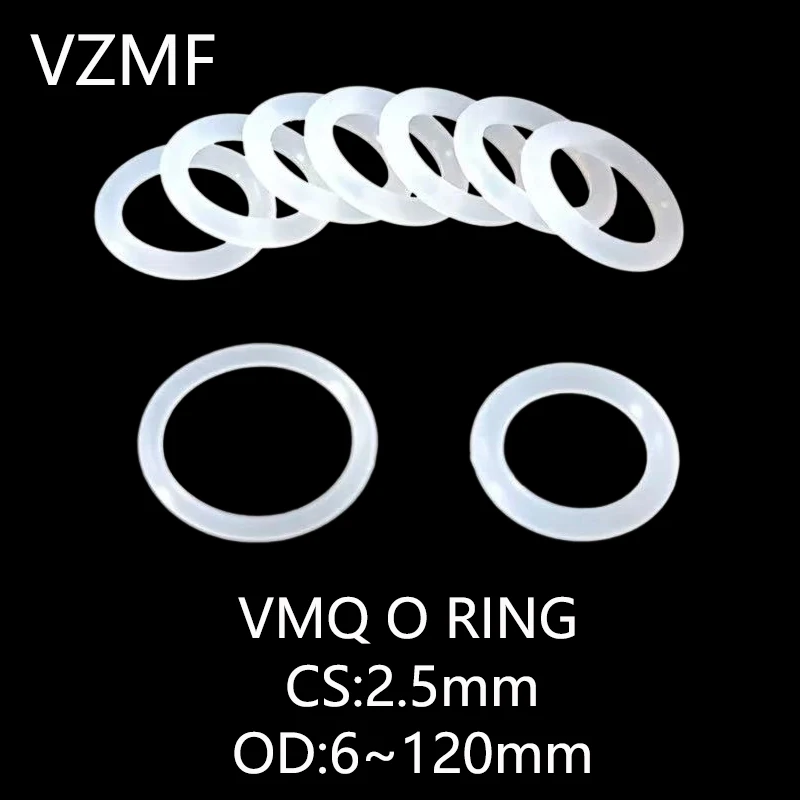 

VMQ O RING CS 2.5mm OD 6~120mm White Silicone Sealing Ring Food Grade Silicone Insulation Shape Sealing O-ring Silicone Ring