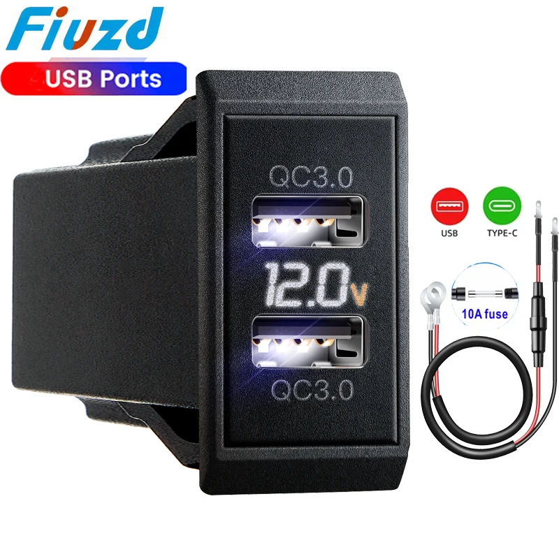 

Dual USB charger fast charge outlet socket Digital Voltmeter for Rocker Marine Switch Panel on Boat RV Vehicle