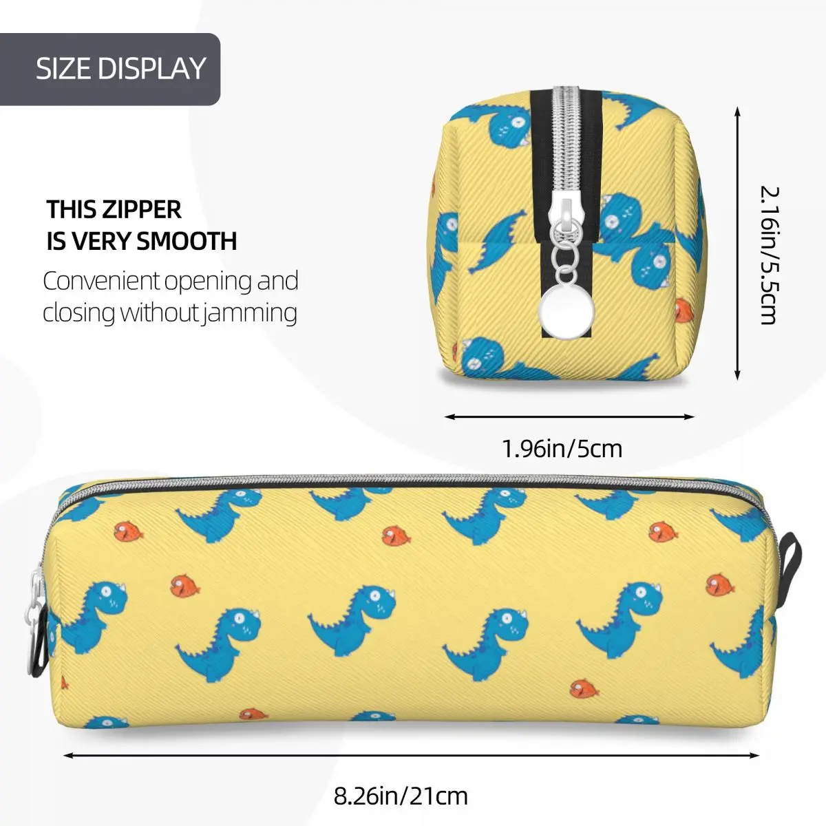 Dinosaurs Cute Cartoon Fish Pencil Case Yellow Pen Holder Bags Girls Boys Large Storage Students School Gift Pencilcases