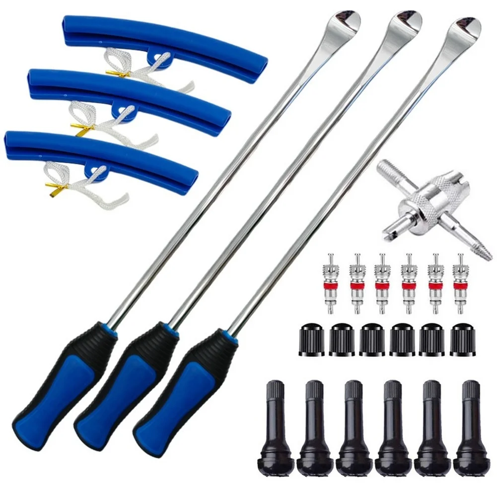 

15-дюймовый комплект рычагов с железной ложкой для шин с защитными дисками и многофункциональными клапанами, инструменты для ремонта автомобильных и мотоциклетных шин