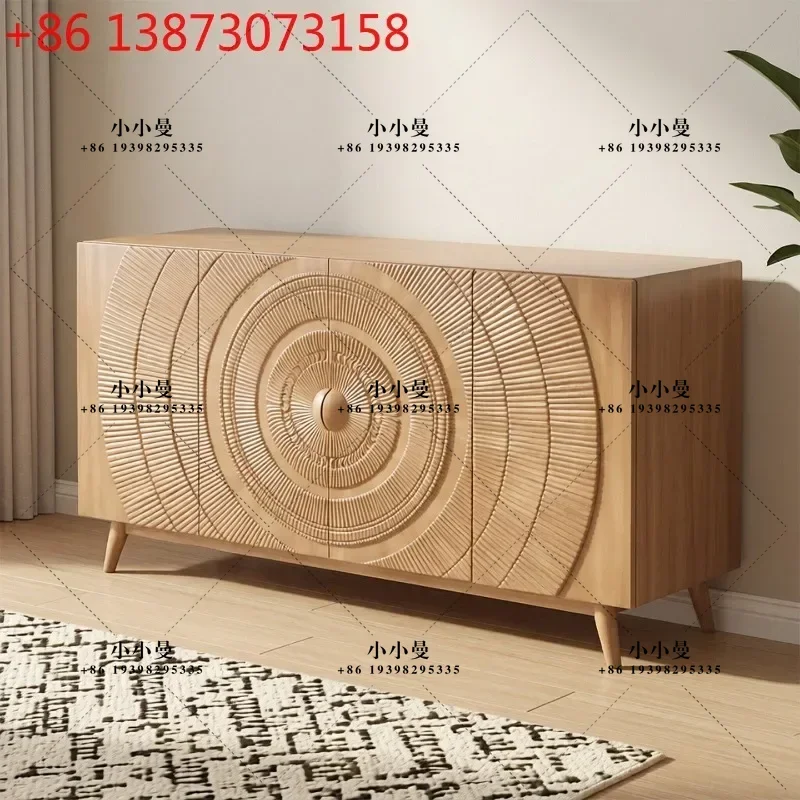 Household modern simple living room log color against the wall door multi-functional cabinet
