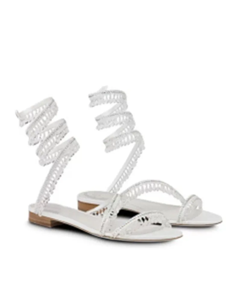 Dames Nieuwe Water Diamant Sandalen Mode Kwastje Kristal Schoenen Sexy Banket Feest Bruiloft Dames 34-44 Grote Platte Sandalen