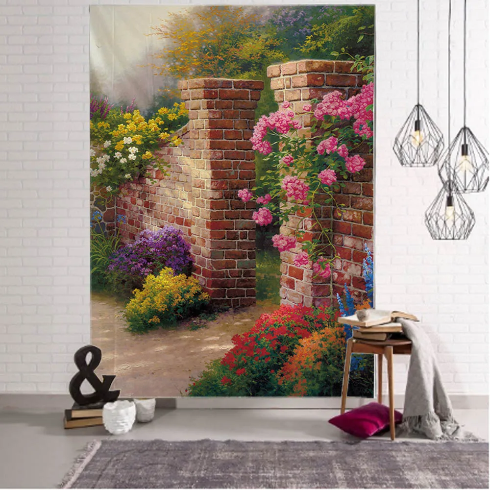 

Европейский пейзаж, картина маслом, гобелен, пасторальная эстетика, украшение для гостиной, фон, ткань, украшение для дома, стены