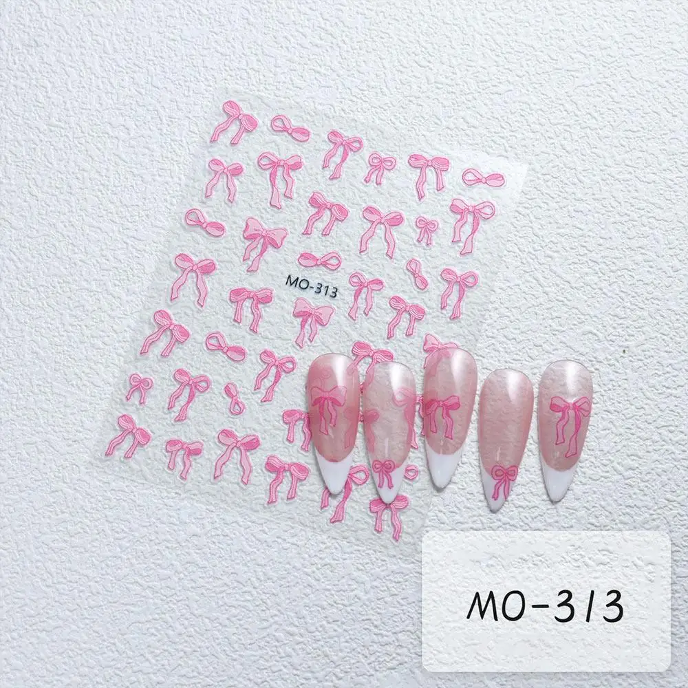 Ultra-fino White Flower Nail Art Sticker, em relevo, Slider auto-adesivo, bonito, Bowknot, arte e ferramentas para mulheres, meninas, 3D