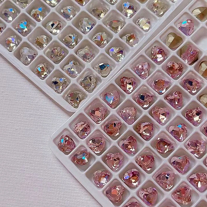 

50PCS 4mm 5mm 3D Pointed-back Love Heart Nail Art Rhinestone Charms Gem Accessories For Nails Decoration Manicure Supplies Tool