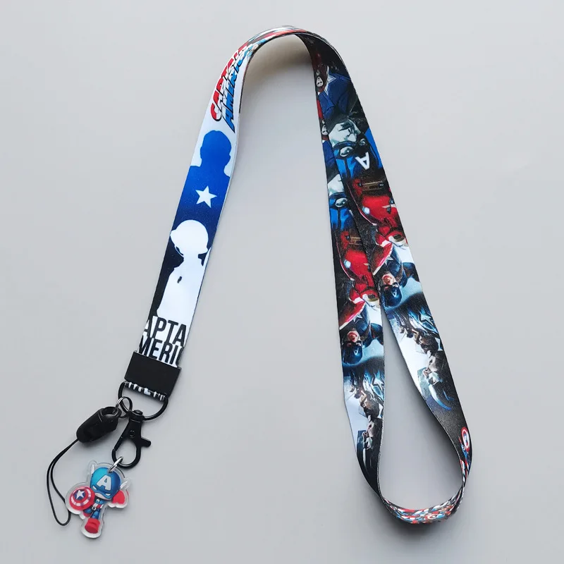 New Marvel animation cartoon lanyard cell phone neck polyester heat transfer webbing Spider-Man Team USA Batman cell phone rope