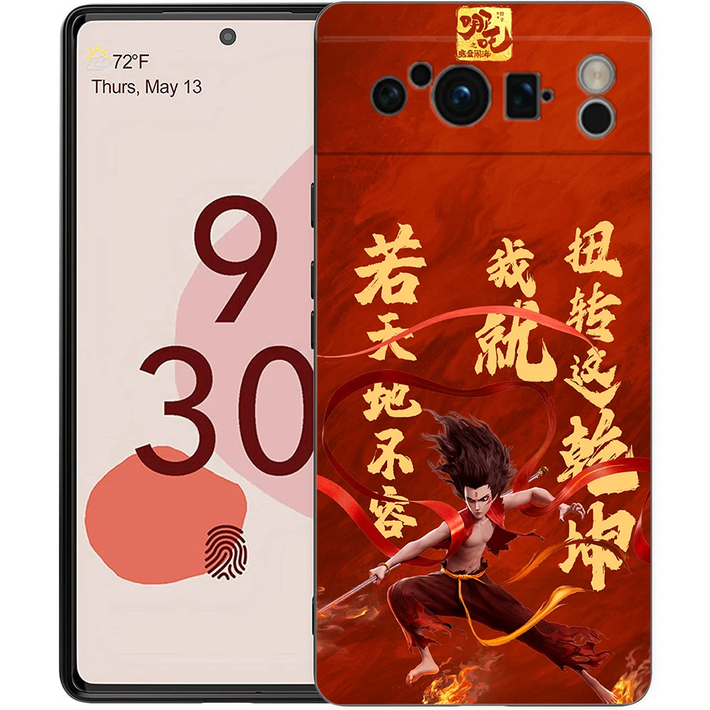Capa de telefone para google pixel 9 8 7 6 7a 6a pro à prova de choque macio tpu 9 pro xl escudo capas fundas novo bonito nezha coque sacos