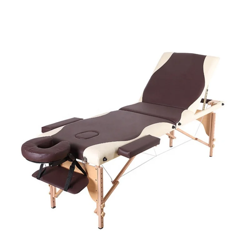 PU Leather Massage Table Portable 3 Section Folding Spa Beauty Bed Set Custom Salon Furniture Leisure Style Living Room Use