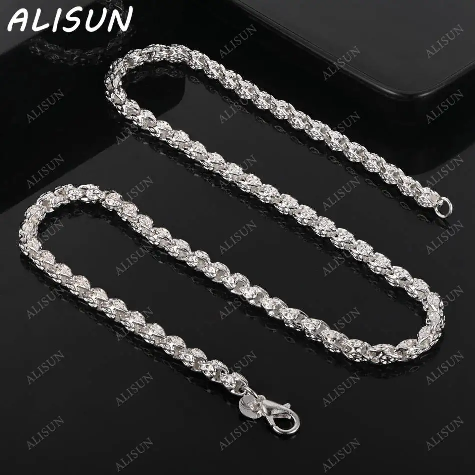 

ALISUN 925 Sterling Silver 50&60cm Geometric Chain Necklace For Women Men Charm Trend Birthday Gifts Fashion Party