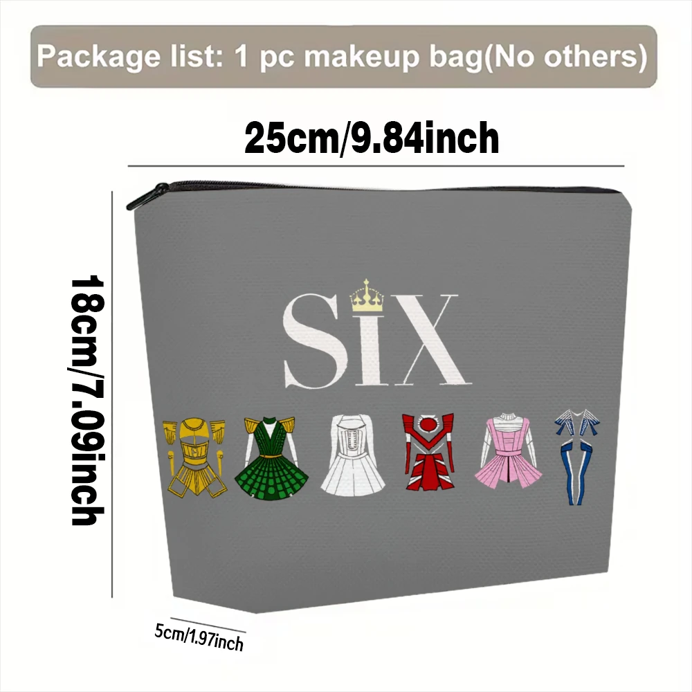 Six Queens Dress Icon Pattern Makeup Bags for Girls Cosmetic Pouch Toiletry Bag Pencil Case Travel Storage