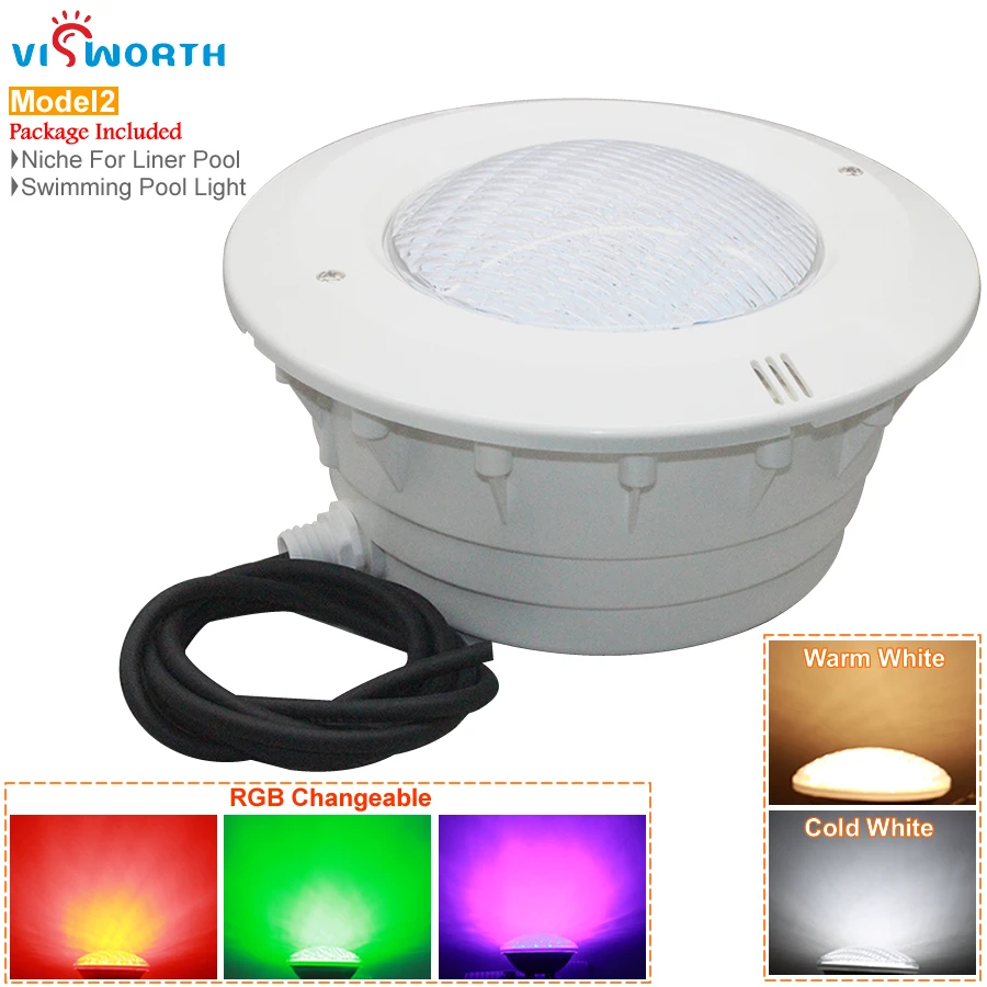 VisWorth 24W 36W Led Underwater Lights RGB Par56 LED Swimming Pool Light IP68 Bulb Lamp Remote Linear Niche For Pond Fountain