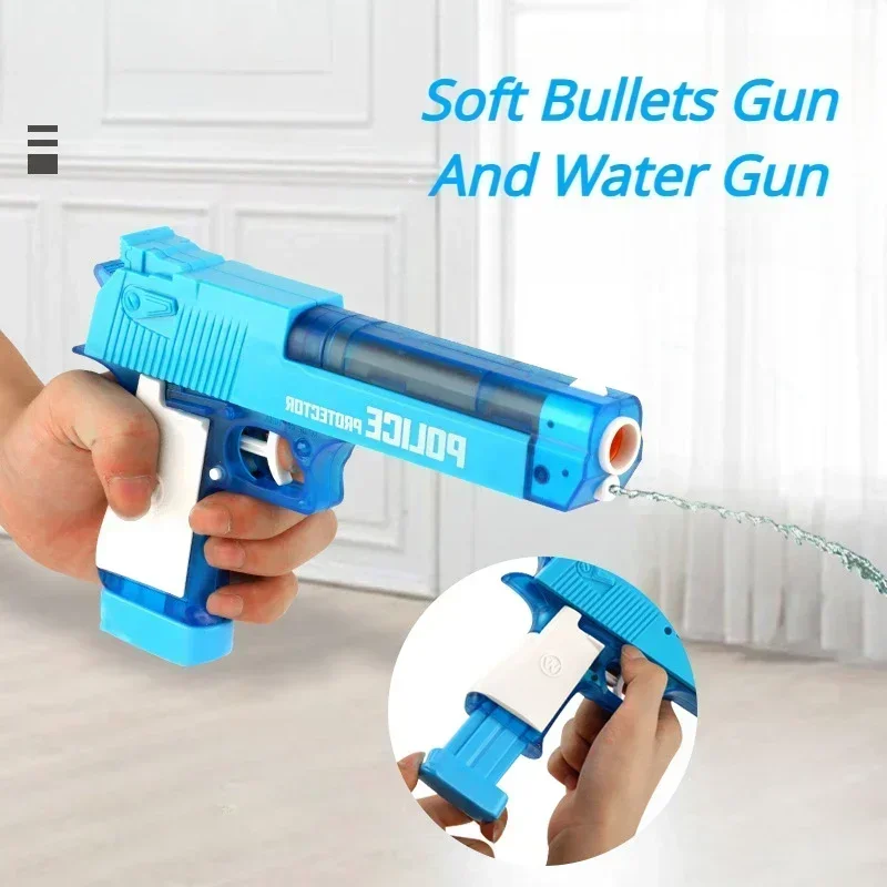 Zachte Kogels Waterpistool Woestijn Dual Mode Eagle Revolver Zomer Strand Speelgoed Stress Reliëf Handmatige Schuimwerper Buitenspel Kid Cadeau