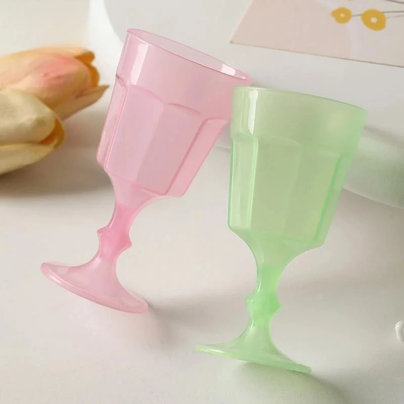 Reusable Wine Goblets 6pcs Colorful Plastic Cups For Easter Festival Family Party Tableware